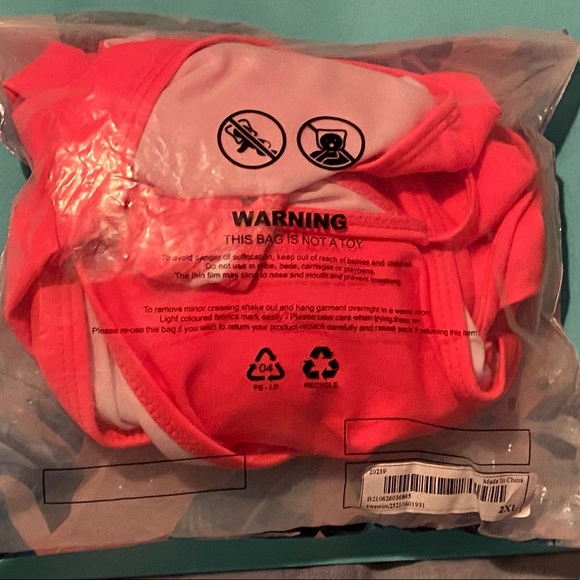 Shein Coral pink Plunge Bikini with ring in front.  Brand New, never worn 2XL. - Picture 6 of 6